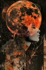Obraz premium A witch ritual collage astronomy painting.