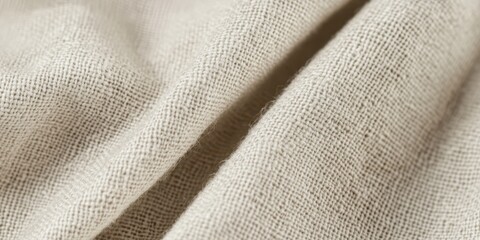 Linen fabric texture. Close-up of a beige linen fabric 