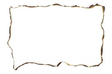 White paper with burnt edges isolated on white background with clipping path.