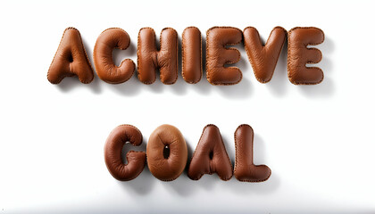 Achieve Goal word text made of foot ball texture isolated on white background