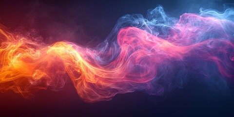 Obraz premium A vibrant swirl of colorful smoke-like patterns against a dark background, creating a mesmerizing and dynamic visual effect.