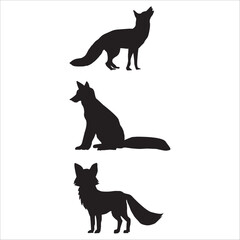 Fox silhouette Set on white background.