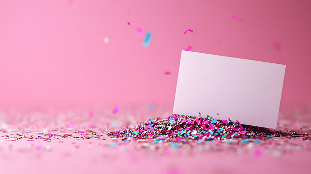 Bold Workplace Celebrations Business Card celebrating Work Anniversary featuring dynamic integration of 3D text 2D confetti overlay copyspace the upper right for a personalized congratulatory message