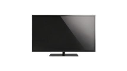 Black Television with Stand, Isolated.