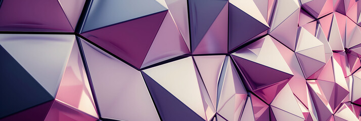 Fototapeta premium Abstract geometric background with metallic purple triangles, futuristic low poly 3D pattern, modern pink and violet polygonal texture for tech designs