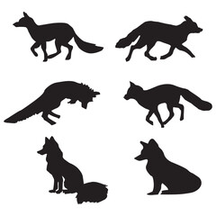 Fox silhouette Set on white background.