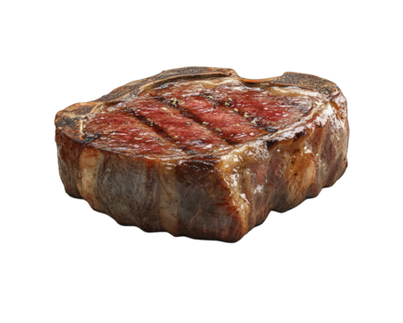 Juicy grilled steak  isolated on white background.