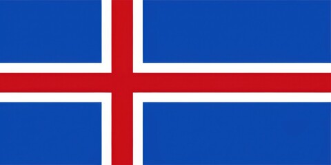 Fototapeta premium National flag of Iceland with blue background, white cross, and red borders
