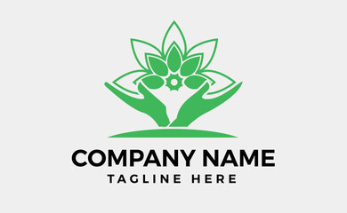 hands and fpwer Logo branding design. Vector illustration for female business. Handwork or hand care. editable vector illustration.