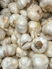 Garlic bulbs on sale in a market