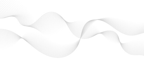 Gray wave curve lines abstract background with flowing particles. Digital energy waves technology concept. Modern backdrop design for business, presentation, banner.