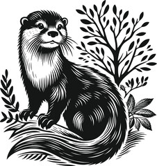 illustration of a black and white squirrel