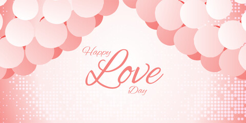 A pink background with round shapes and the words 