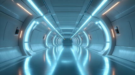 Futuristic 3D Render of a Brightly Lit Tunnel