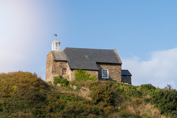 St Nicholas Chapel and Lighthouse, Lantern Hill, Ilfracombe, Devon. Beautiful Chapel on top of the hill, England, UK.