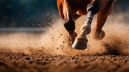 Obraz premium Galloping Horse on Dirt Track