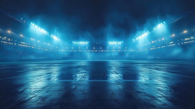 dramatic night scene of a modern sports stadium illuminated by powerful floodlights dynamic composition captures the energy and anticipation of a major sporting event