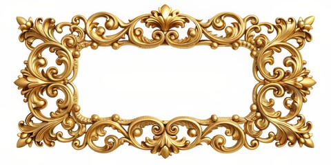 Golden Ornate Frame, Isolated, White Background, Decorative, Vintage, gold frame, baroque, ornate frame, decorative frame