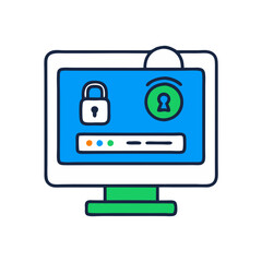 Obraz premium Minimalist Secure Login Icon, Blue and Green Tones, Cybersecurity Concept
