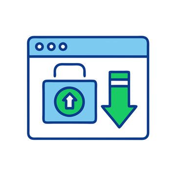 blue secure upload and download icon clip art preview