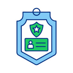 Minimalist Security Badge Icon, Blue and Green Tones, Cybersecurity Concept