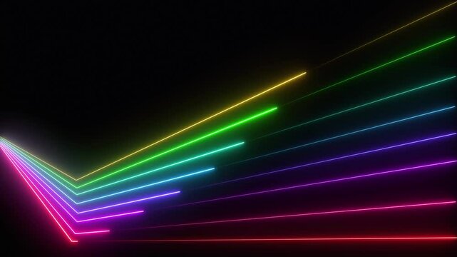 neon background of bright lines glowing in the dark. Modern futuristic technology concept.
