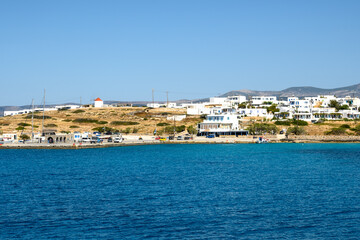 View of white houses of Ano Koufonisi island, Koufonissia, Small Cyclades, Greece