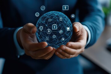 Digital Holographic Globe Held in Hand