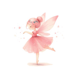 cute fairy. watercolor illustration of cute fairy tale fairy
