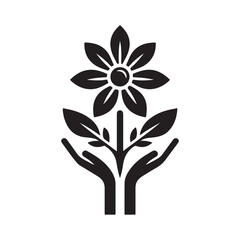 Flower logo icon , symble ,clip art, silhouette vector with isolated on white background