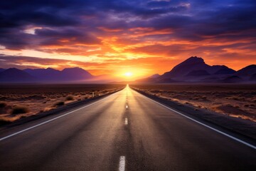 Fototapeta premium Straight road landscape outdoors horizon.