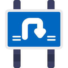 U Turn Sign Board Icon