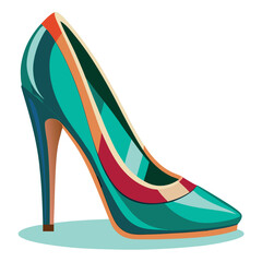 colorful fashion High-heel vector silhouette 