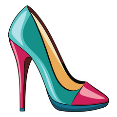 colorful fashion High-heel vector silhouette 