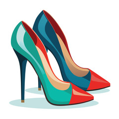 colorful fashion High-heel vector silhouette 