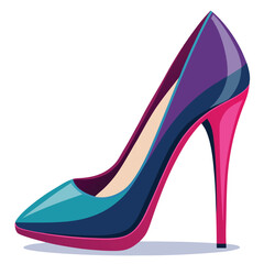 colorful fashion High-heel vector silhouette 