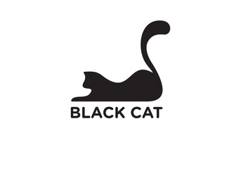 Fototapeta premium cat silhouette logo design. pet health care symbol vector template