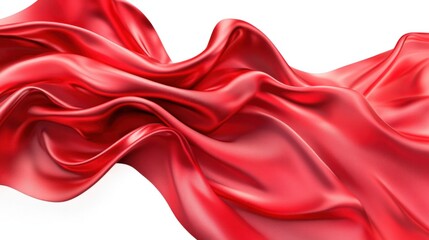 Obraz premium Rich satin fabric in bright red, flowing gently in the wind, creating dramatic folds on white.