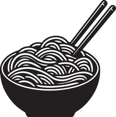 silhouette of noodles in a bowl vector art illustration
