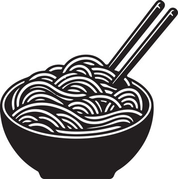 recommend clip art: silhouette of noodles in a bowl vector art illustration
