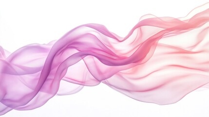 Soft pastel fabric blowing delicately in the air, isolated on white background, light and elegant.
