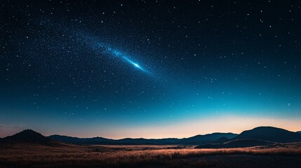 starry night landscape with comet