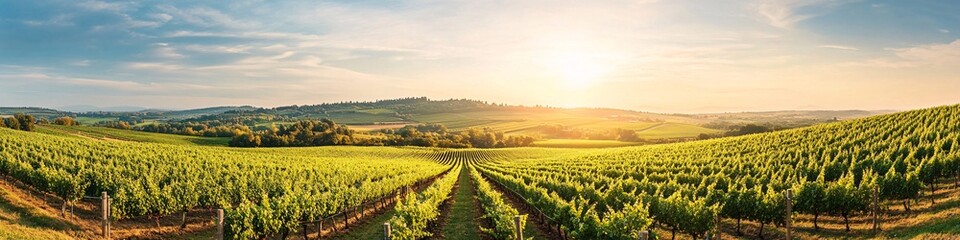 Naklejka premium sunset over vineyard landscape