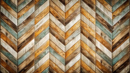 Harmonious chevron pattern on distressed wooden wall with elegant touch