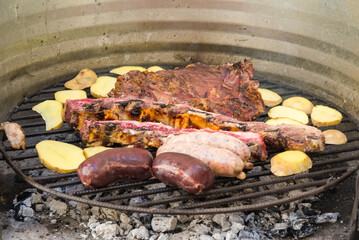 grilling, barbecue, embers, close up