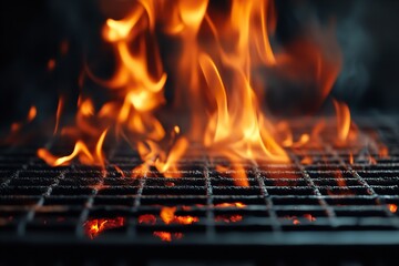 Grill with a solitary flame in the backdrop. Generative Ai