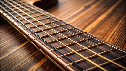 Obraz premium Close up view of guitar strings and fret board