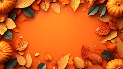 Festive Holiday Card dedicated to Happy Thanksgiving featuring a spacious blank area on the upper center for a custom message with subtle 3D elements seamlessly blending into a warm 2D design