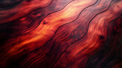 Fototapeta premium Red Wooden Background with Wavy Texture