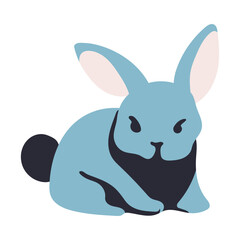Blue rabbit vector illustration isolated on background.